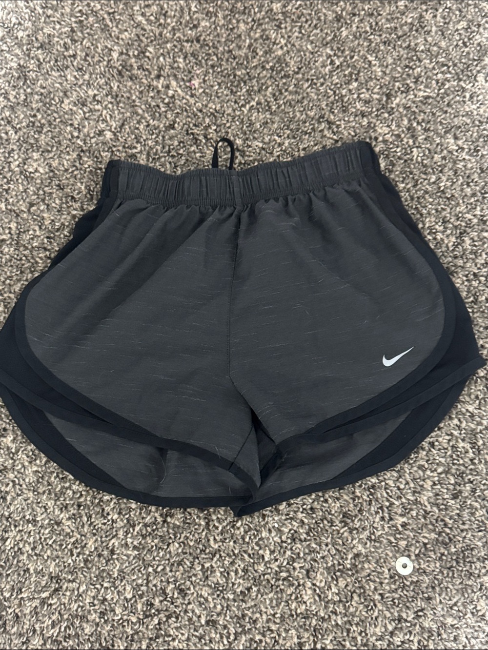 Nike Women's Black Athletic Shorts with White Swoosh